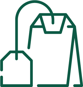 Aesthetic tea bag icon for beverage brand packaging or café menu design.